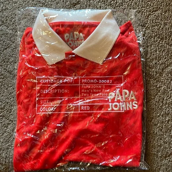 Shirts Papa Johns New Mens Red Two Tone Polo Size Small Brand